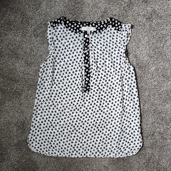 LOFT mixed media shell tank top sleeveless with pattern - Picture 1 of 8